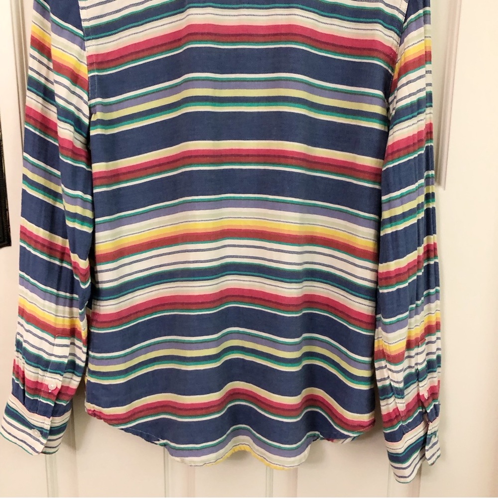 Vintage | Multi Color Stripe Long Sleeve Shirt Western Southwestern Medium - Picture 9 of 11